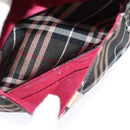 BURBERRY Nova Check Blue Label Shoulder Bag Nylon Brown Silver Auth ti3061-12