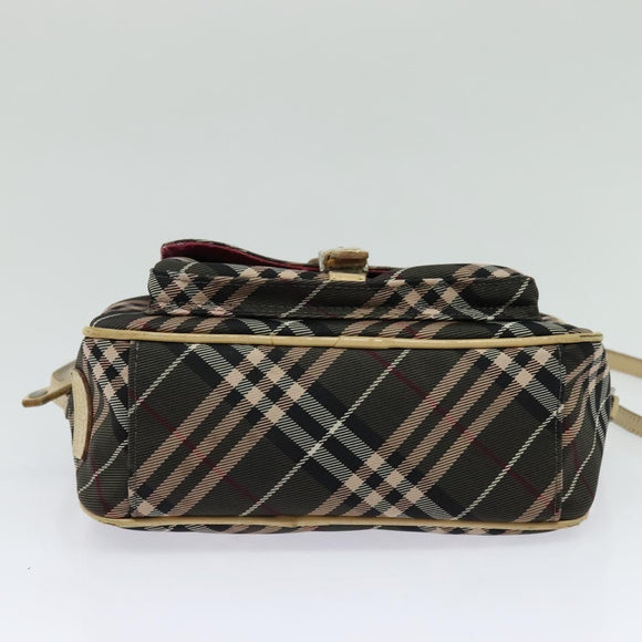 BURBERRY Nova Check Blue Label Shoulder Bag Nylon Brown Silver Auth ti3061