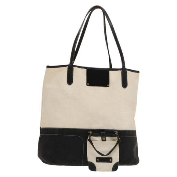 BURBERRY Tote Bag Canvas White Auth ti3062