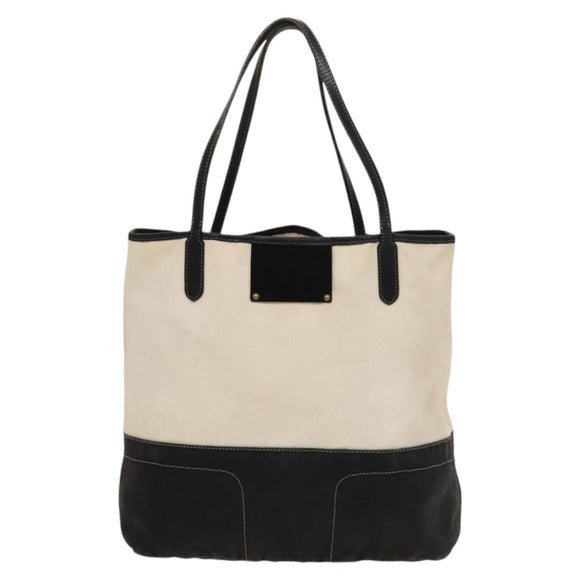 BURBERRY Tote Bag Canvas White Auth ti3062