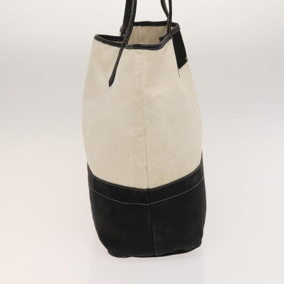 BURBERRY Tote Bag Canvas White Auth ti3062