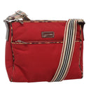 BURBERRY Blue Label Shoulder Bag Nylon Red Silver Auth ti3065-1