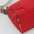BURBERRY Blue Label Shoulder Bag Nylon Red Silver Auth ti3065-14