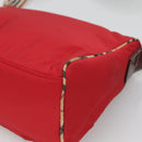 BURBERRY Blue Label Shoulder Bag Nylon Red Silver Auth ti3065-15