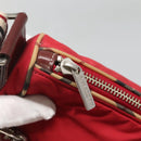 BURBERRY Blue Label Shoulder Bag Nylon Red Silver Auth ti3065-10