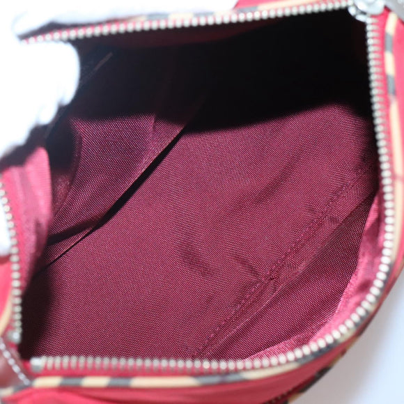 BURBERRY Blue Label Shoulder Bag Nylon Red Silver Auth ti3065