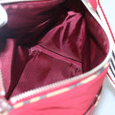 BURBERRY Blue Label Shoulder Bag Nylon Red Silver Auth ti3065-19