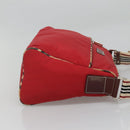 BURBERRY Blue Label Shoulder Bag Nylon Red Silver Auth ti3065-3