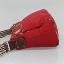 BURBERRY Blue Label Shoulder Bag Nylon Red Silver Auth ti3065-4
