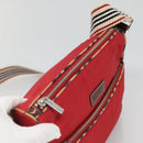 BURBERRY Blue Label Shoulder Bag Nylon Red Silver Auth ti3065-6