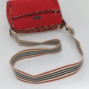 BURBERRY Blue Label Shoulder Bag Nylon Red Silver Auth ti3065-7