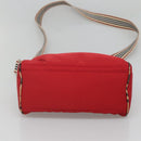 BURBERRY Blue Label Shoulder Bag Nylon Red Silver Auth ti3065-5