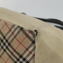 Burberrys Blue Label Tote Bag Nylon Beige Silver Auth ti3066-15