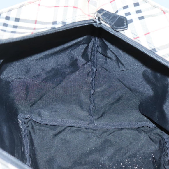 Burberrys Blue Label Tote Bag Nylon Beige Silver Auth ti3066