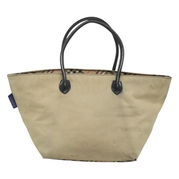 Burberrys Blue Label Tote Bag Nylon Beige Silver Auth ti3066 - 0