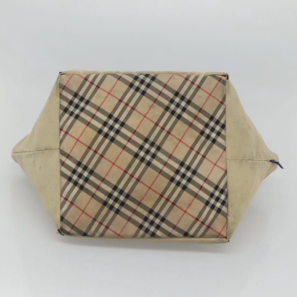 Burberrys Blue Label Tote Bag Nylon Beige Silver Auth ti3066