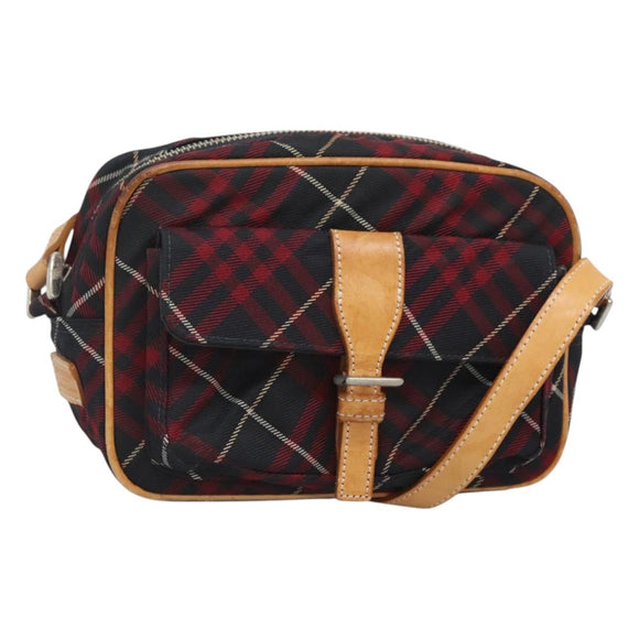 BURBERRY Blue Label Nova Check Shoulder Bag Canvas Red Navy Auth ti3067