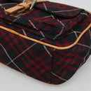 BURBERRY Blue Label Nova Check Shoulder Bag Canvas Red Navy Auth ti3067-10
