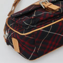 BURBERRY Blue Label Nova Check Shoulder Bag Canvas Red Navy Auth ti3067-11