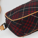 BURBERRY Blue Label Nova Check Shoulder Bag Canvas Red Navy Auth ti3067-13