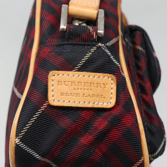 BURBERRY Blue Label Nova Check Shoulder Bag Canvas Red Navy Auth ti3067