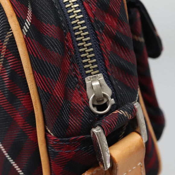 BURBERRY Blue Label Nova Check Shoulder Bag Canvas Red Navy Auth ti3067