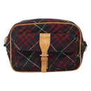 BURBERRY Blue Label Nova Check Shoulder Bag Canvas Red Navy Auth ti3067-2