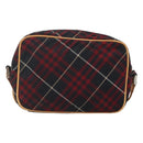 BURBERRY Blue Label Nova Check Shoulder Bag Canvas Red Navy Auth ti3067-3