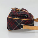 BURBERRY Blue Label Nova Check Shoulder Bag Canvas Red Navy Auth ti3067-4