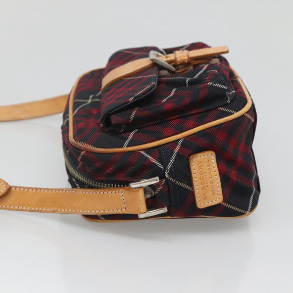 BURBERRY Blue Label Nova Check Shoulder Bag Canvas Red Navy Auth ti3067