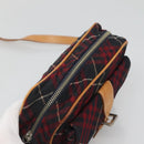 BURBERRY Blue Label Nova Check Shoulder Bag Canvas Red Navy Auth ti3067-6