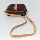 BURBERRY Blue Label Nova Check Shoulder Bag Canvas Red Navy Auth ti3067-7