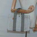 HERMES Fourre Tout PM Hand Bag Canvas Gray Auth ti3070-19