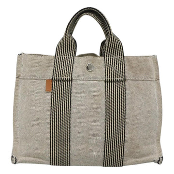HERMES Fourre Tout PM Hand Bag Canvas Gray Auth ti3070 - 0