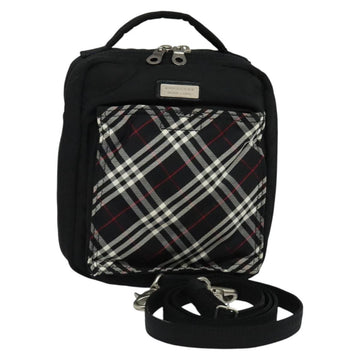 BURBERRY Nova Check Black label Shoulder Bag Nylon Black Silver Auth ti3074