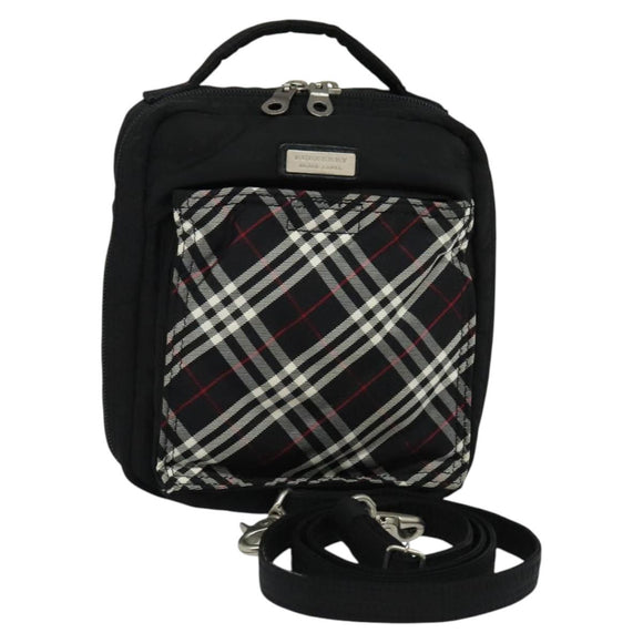 BURBERRY Nova Check Black label Shoulder Bag Nylon Black Silver Auth ti3074