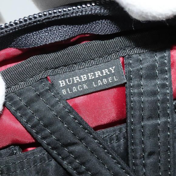 BURBERRY Nova Check Black label Shoulder Bag Nylon Black Silver Auth ti3074