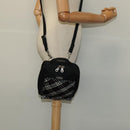 BURBERRY Nova Check Black label Shoulder Bag Nylon Black Silver Auth ti3074-24