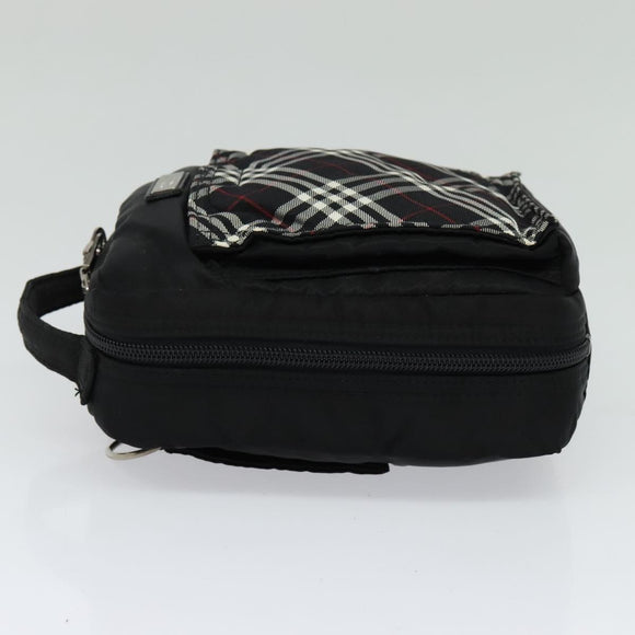 BURBERRY Nova Check Black label Shoulder Bag Nylon Black Silver Auth ti3074