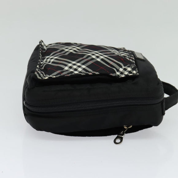 BURBERRY Nova Check Black label Shoulder Bag Nylon Black Silver Auth ti3074