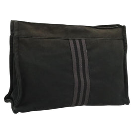 HERMES Fourre Tout Clutch Bag Canvas Black Auth ti3076