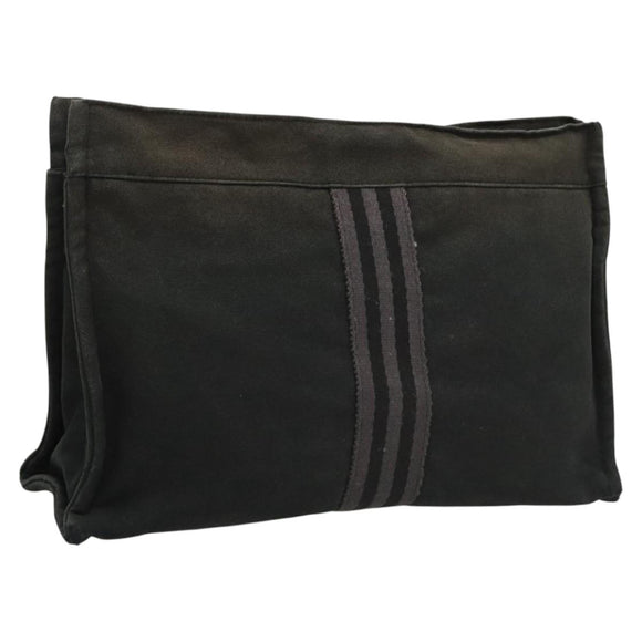 HERMES Fourre Tout Clutch Bag Canvas Black Auth ti3076