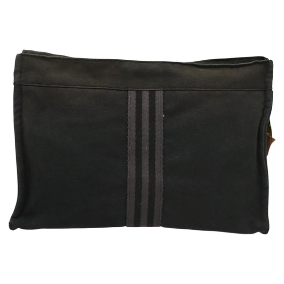 HERMES Fourre Tout Clutch Bag Canvas Black Auth ti3076