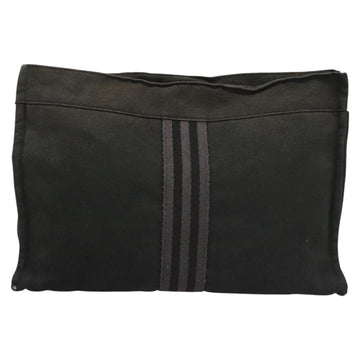 HERMES Fourre Tout Clutch Bag Canvas Black Auth ti3076 - 0