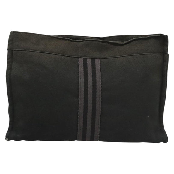 HERMES Fourre Tout Clutch Bag Canvas Black Auth ti3076