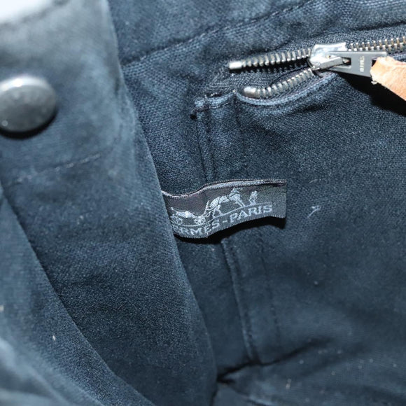 HERMES Fourre Tout PM Hand Bag Canvas Black Silver Auth ti3082