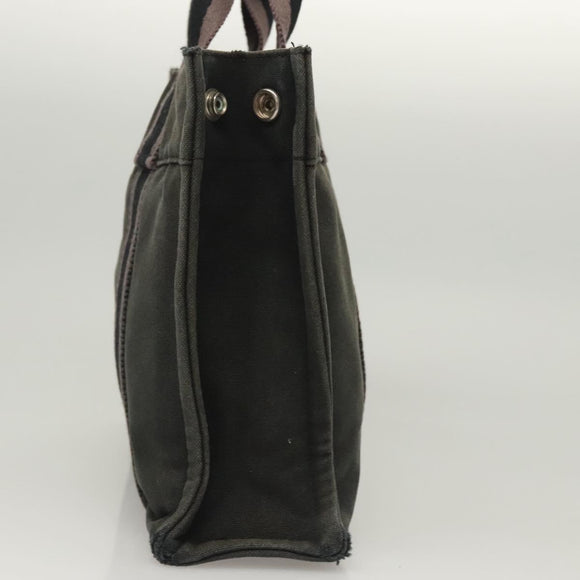 HERMES Fourre Tout PM Hand Bag Canvas Black Silver Auth ti3082