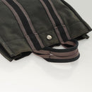 HERMES Fourre Tout PM Hand Bag Canvas Black Silver Auth ti3082-6