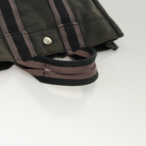 HERMES Fourre Tout PM Hand Bag Canvas Black Silver Auth ti3082