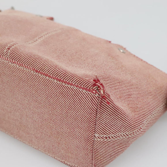 BURBERRY Nova Check Blue Label Shoulder Bag Canvas Red Silver Auth ti3084